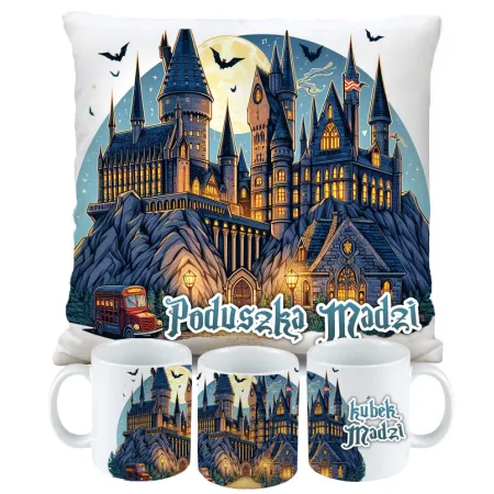 Magiczny zestaw prezentowy Poduszka i Kubek dla czarodzieja do szkoły magii